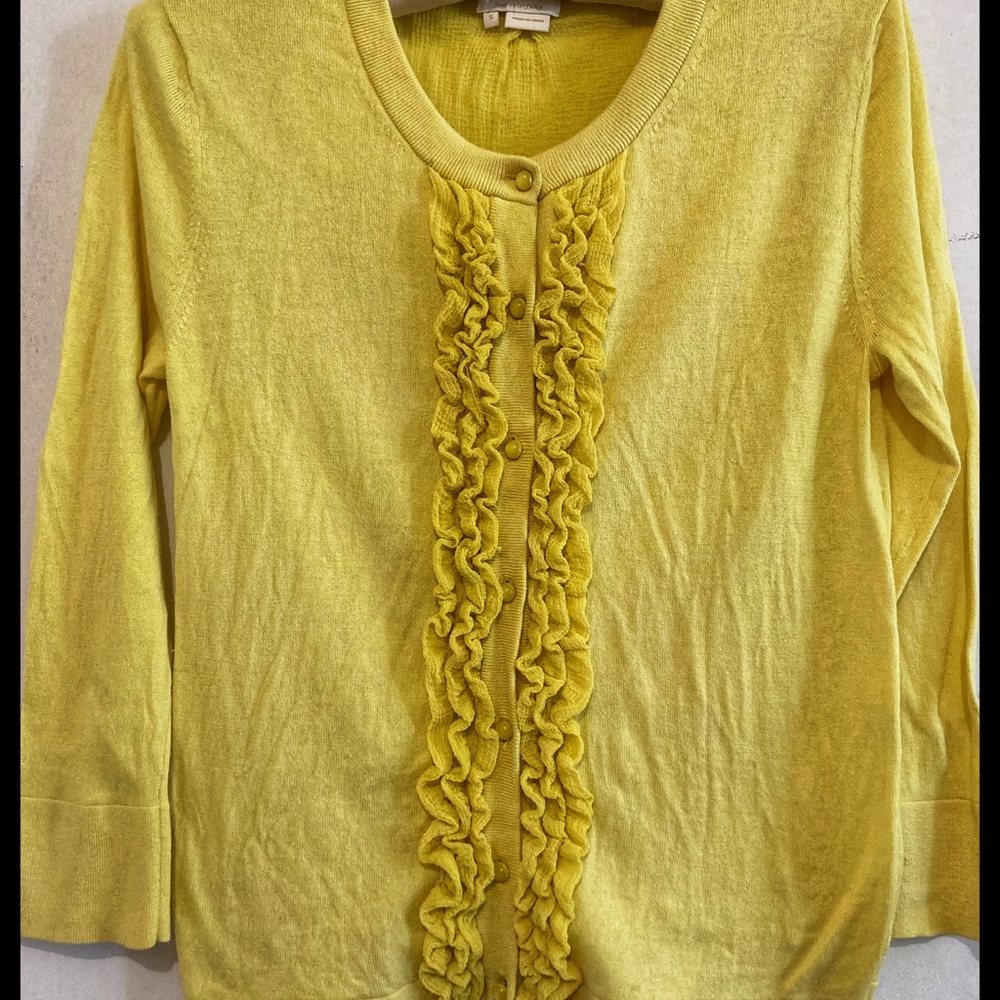 kate spade Yellow Ruffle Front Cardigan